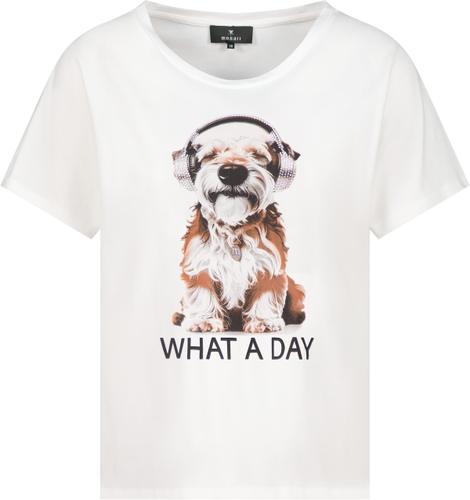 T-Shirt Hund-Print und Strasssteinen
