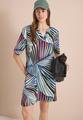 Knielanges Kleid mit grafischem Muster S - Palm Breeze Green