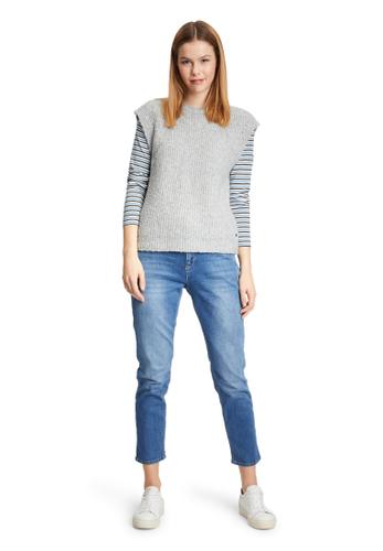 Casual-Shirt M Gerade - Blau/grau