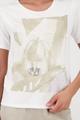 T-Shirt mit Fotoprint und Strasssteinen 46 - Cream