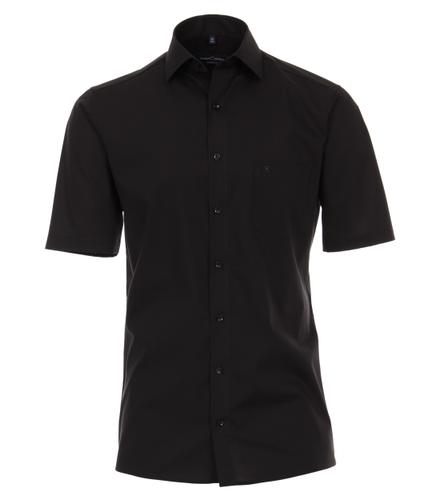 Popeline Hemd Halbarm uni 008530 40 Modern Fit - Schwarz