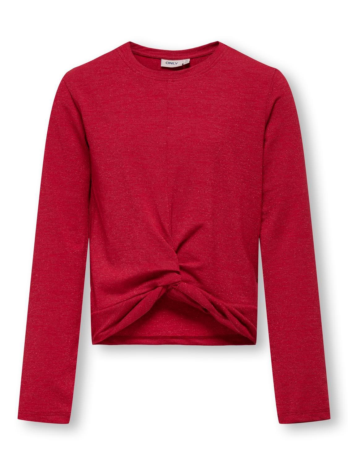 KOGROMA L/S GLITTER KNOT TOP JRS 158/164 Slim Fit - Lychee