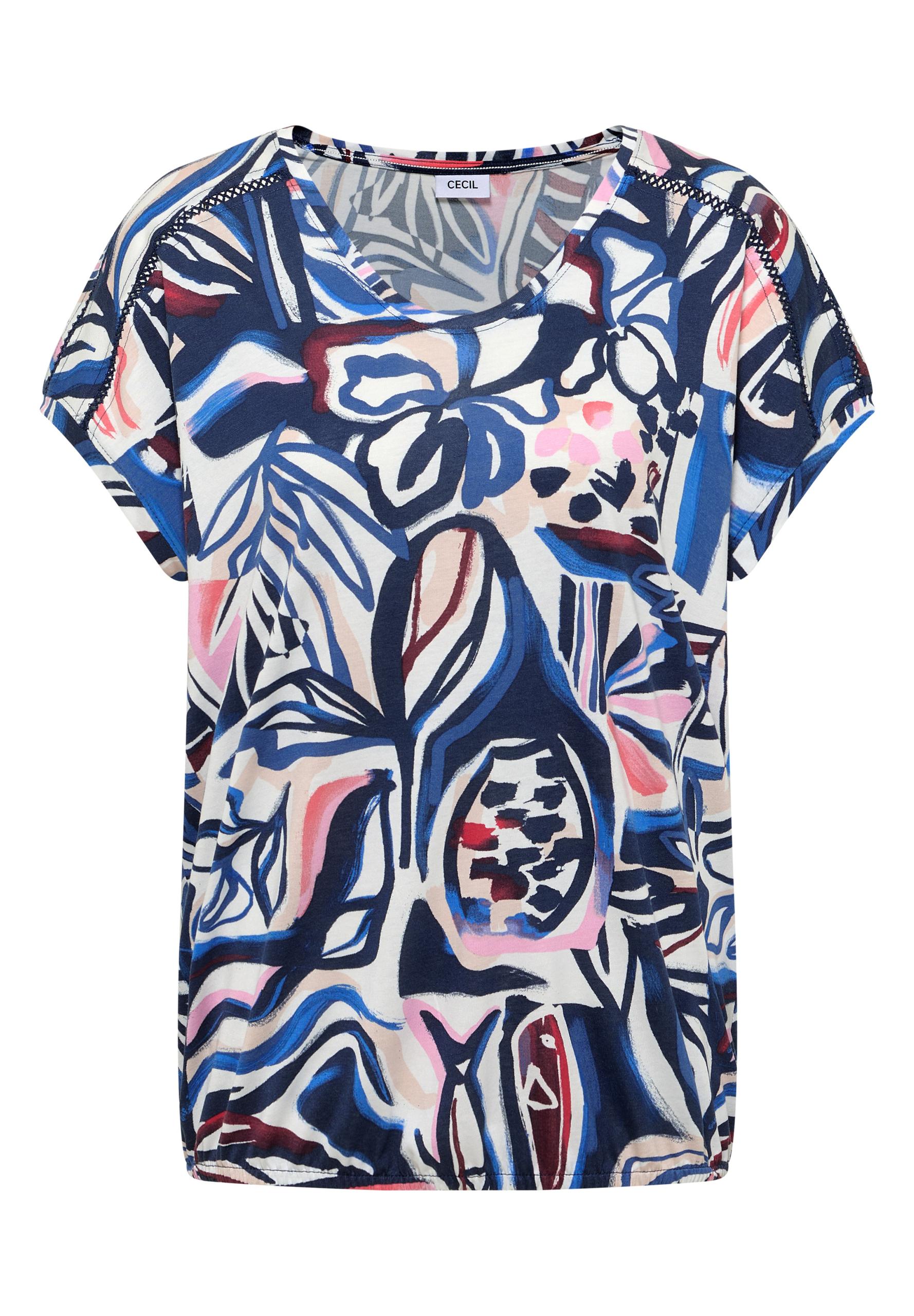 Kurzarm Shirt mit Spitzendetail S - Universal Blue