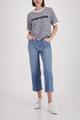 T-Shirt mit Struktur und Schriftzug 36 - Marine Ringel