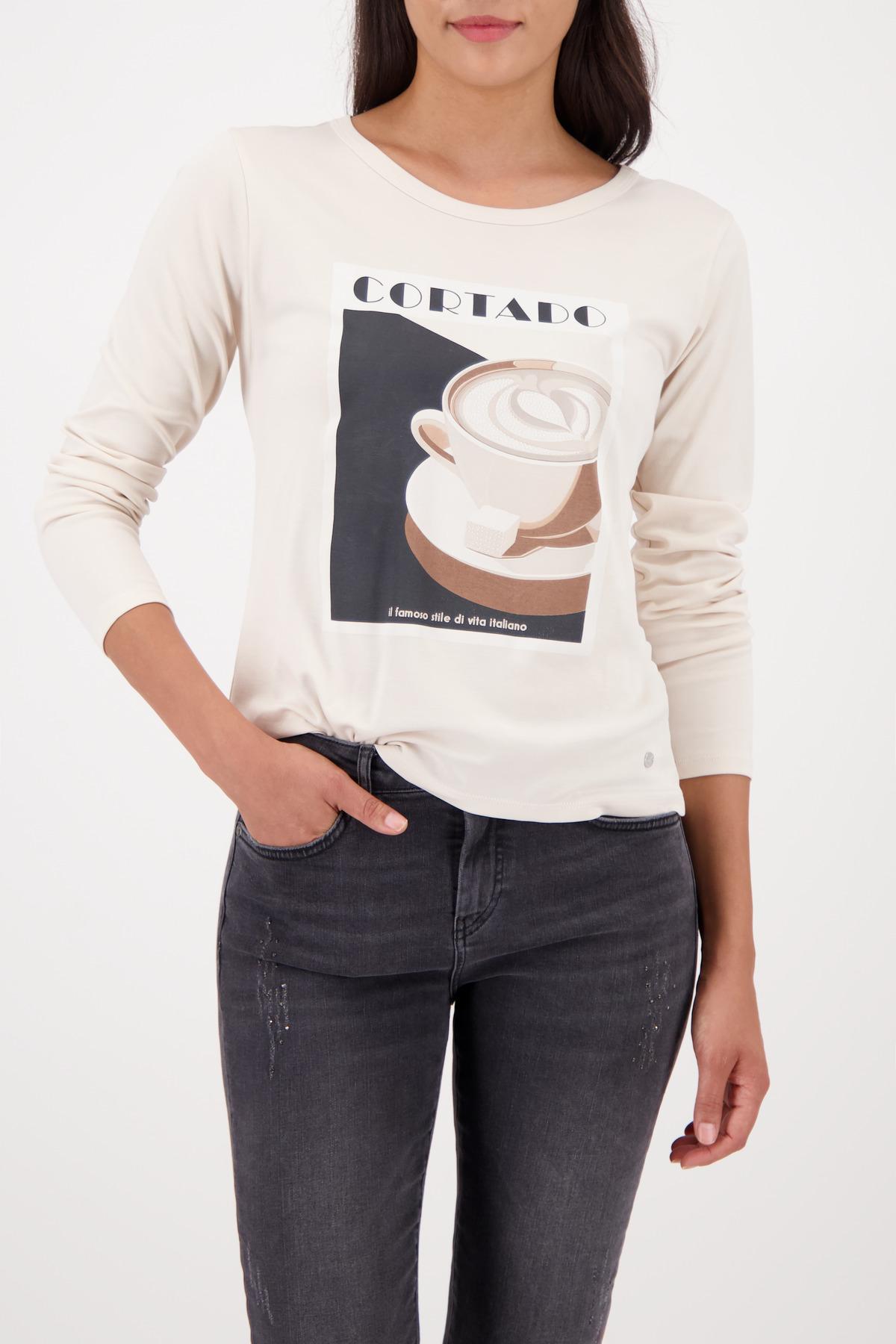 Langarmshirt mit Cappuccino-Aufdruck 36 - Almond