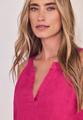 Knielanges Kleid mit Split Neck aus Leinen 34 - Magenta Dream