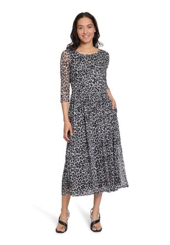 Maxikleid 40 Leicht tailliert - Grau/schwarz