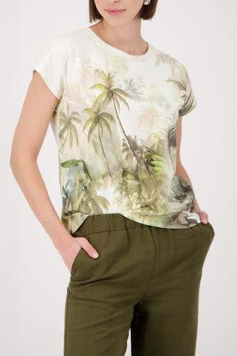 T-Shirt mit tropischen Print 36 - Olive Gemustert