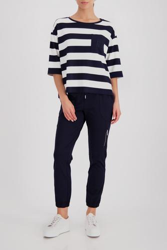Sweatshirt mit Brusttasche 38 - Marine Ringel