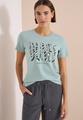 T-Shirt mit Rundhals und Frontprint L - Crystal Mint