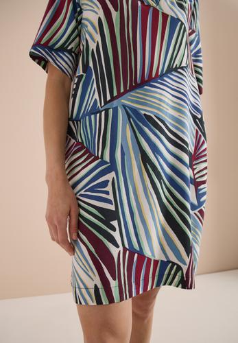 Knielanges Kleid mit grafischem Muster S - Palm Breeze Green