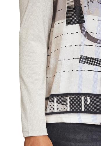 Blusenshirt 42 Lässig - Beige/schwarz