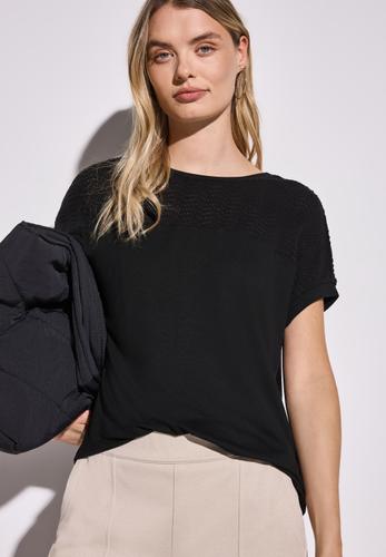 Shirt mit Lochmusterdetail 38 - Black