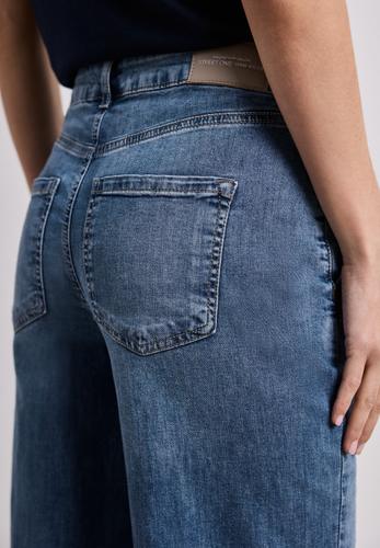 Wide Leg Jeans mit Knopfdetails 27/30 - Medium Blue Wash