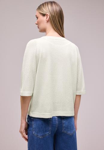 Kurzarm Jacke im Strick-Look mit Glitzer 42 - Off White