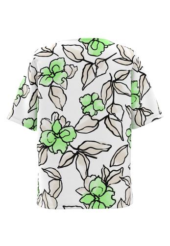 T-Shirt NOS mit Blumenprint 40 - Paradise Green/ecru/schwarz