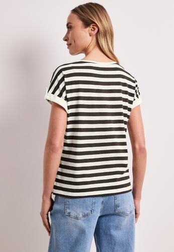 T-Shirt mit Rundhals und Knopfdetail 38 - Espresso Brown