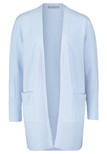 Casual-Strickjacke 38 Gerade - Light Blue Melange