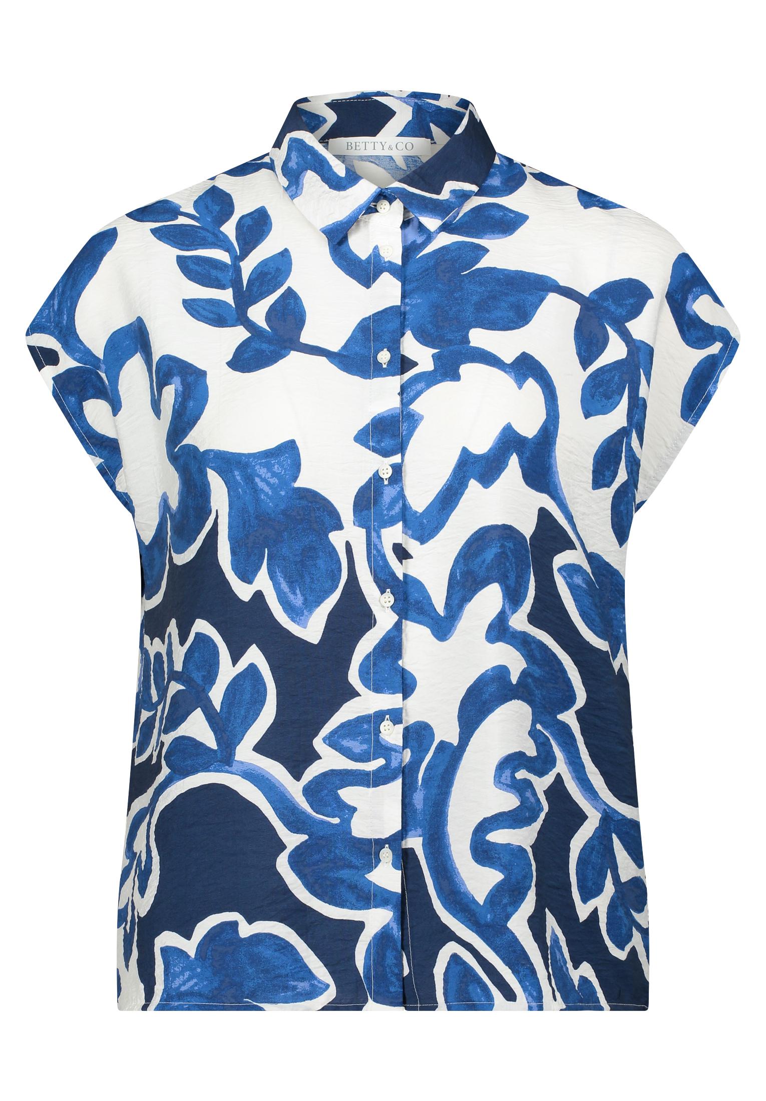 Hemdbluse 38 Lässig - Weiß/Dunkelblau