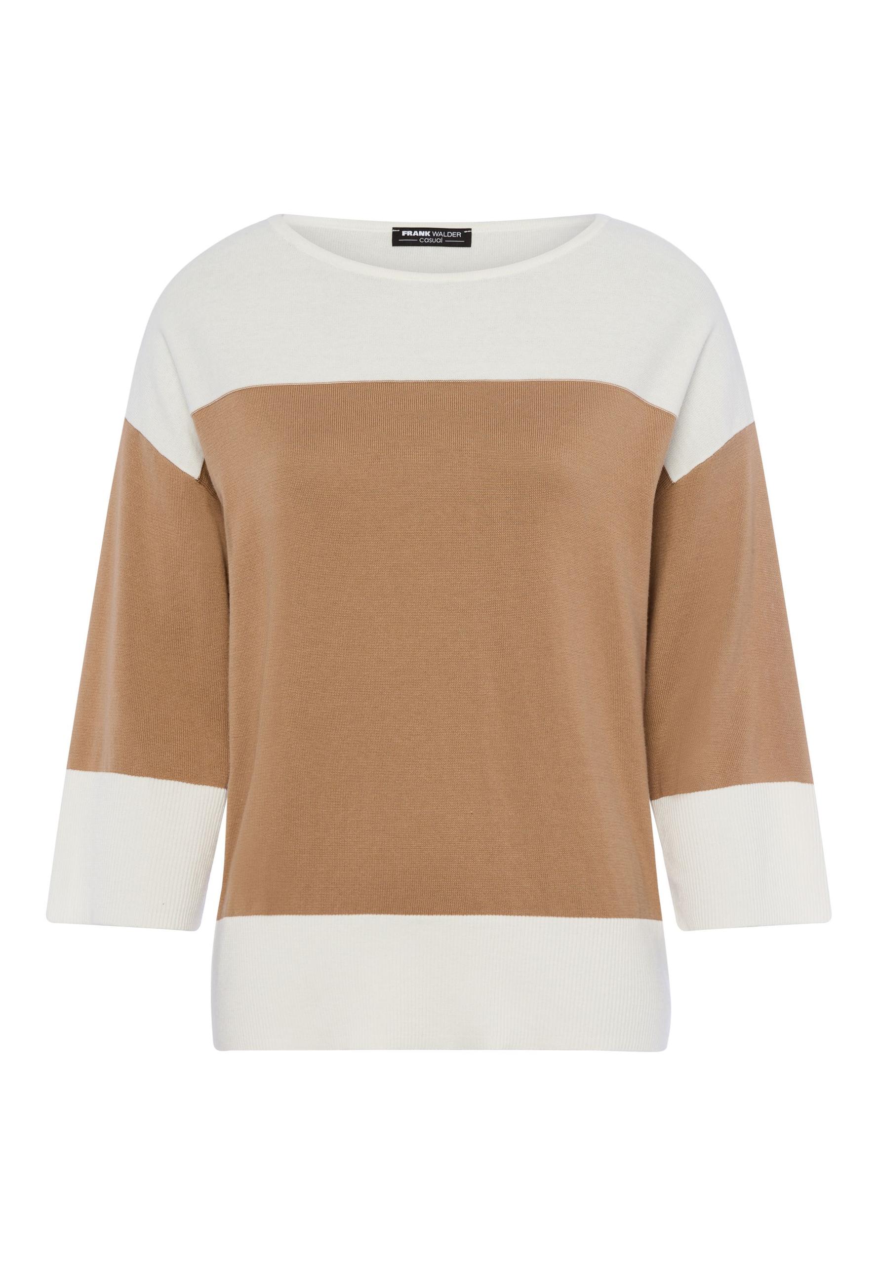 Strickpullover CASUAL im Colorblocking Design 46 - Affogato/ecru