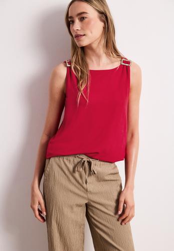 Top mit Rundhals und Schulterdetail 36 - Salsa Red