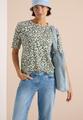 Kurzarm Shirt mit Knöpfen und Leo-Print XL - Macadamia Beige