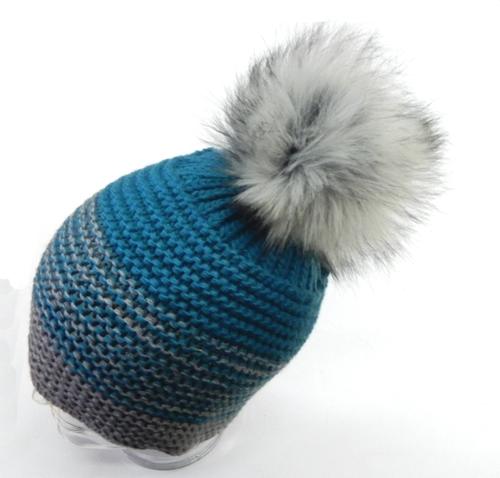 Strickmütze m. Bommel One Size - Petrol
