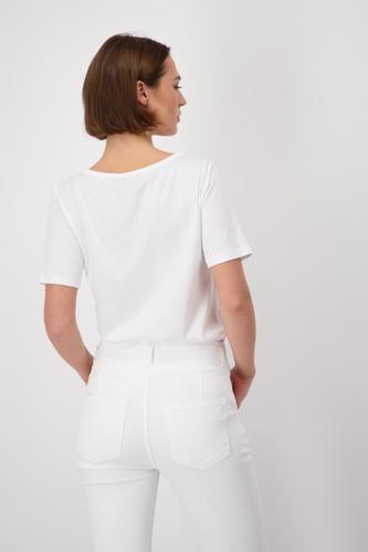 T Shirt mit Pailletten Schrift 44 - Weiß